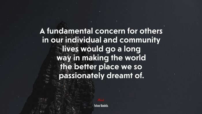 A fundamental concern for others in our individual and community lives would go a long way in making the world the better place we so passionately dreamt of. | Nelson Mandela quote