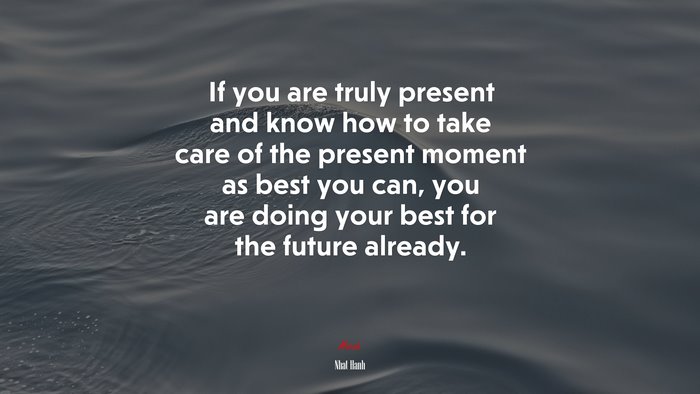 If you are truly present and know how to take care of the present moment as best you can, you are doing your best for the future already. | Nhat Hanh quote