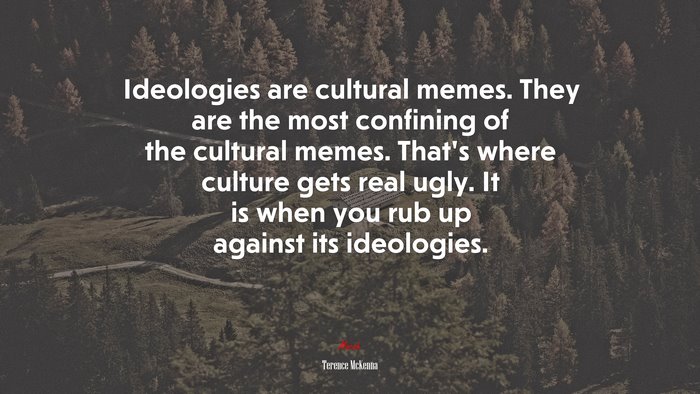 Ideologies are cultural memes. They are the most confining of the cultural memes. That’s where culture gets real ugly. It is when you rub up against its ideologies. | Terence McKenna quote