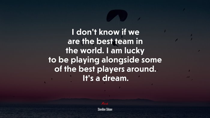I don’t know if we are the best team in the world. I am lucky to be playing alongside some of the best players around. It’s a dream. | Zinedine Zidane quote