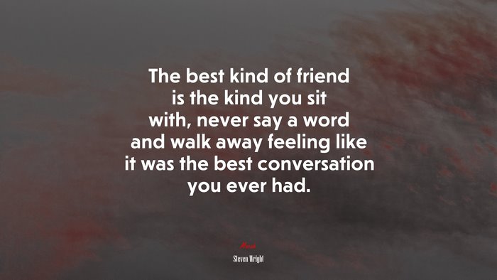 The best kind of friend is the kind you sit with, never say a word and walk away feeling like it was the best conversation you ever had. | Steven Wright quote