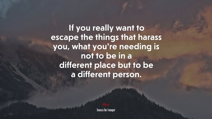 If you really want to escape the things that harass you, what you’re needing is not to be in a different place but to be a different person. | Seneca the Younger quote