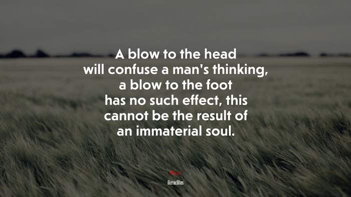 A blow to the head will confuse a man’s thinking, a blow to the foot has no such effect, this cannot be the result of an immaterial soul. | Heraclitus quote