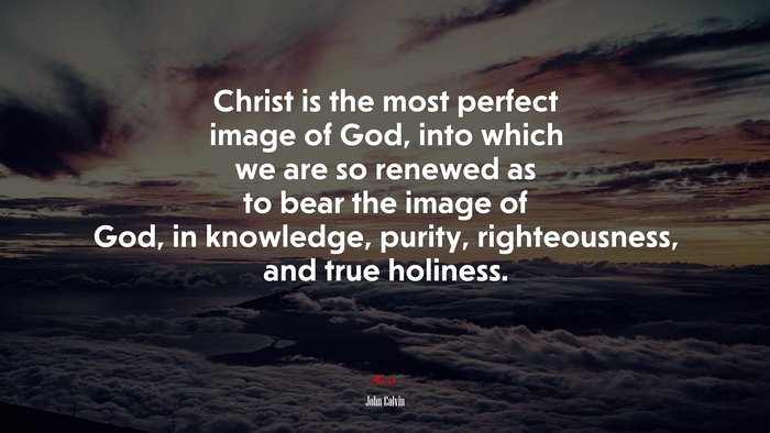 Christ is the most perfect image of God, into which we are so renewed as to bear the image of God, in knowledge, purity, righteousness, and true holiness. | John Calvin quote