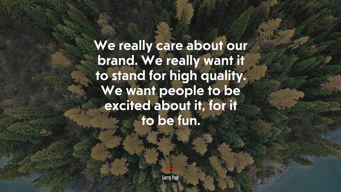We really care about our brand. We really want it to stand for high quality. We want people to be excited about it, for it to be fun. | Larry Page quote