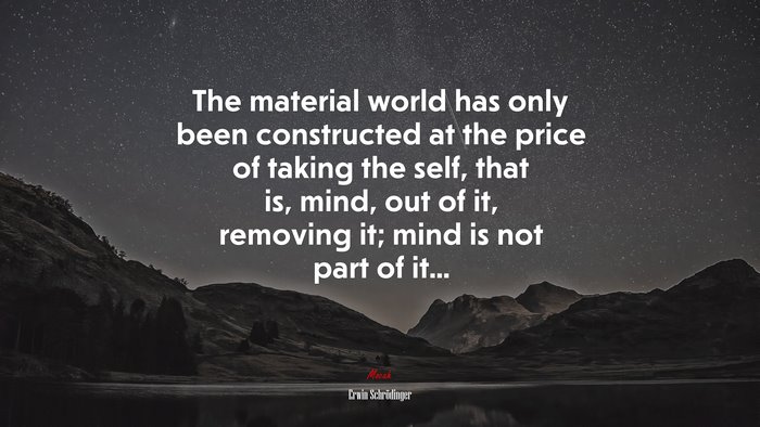 The material world has only been constructed at the price of taking the self, that is, mind, out of it, removing it; mind is not part of it... | Erwin Schrödinger quote