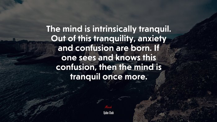 The mind is intrinsically tranquil. Out of this tranquility, anxiety and confusion are born. If one sees and knows this confusion, then the mind is tranquil once more. | Ajahn Chah quote