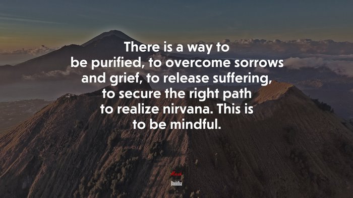There is a way to be purified, to overcome sorrows and grief, to release suffering, to secure the right path to realize nirvana. This is to be mindful. | Buddha quote
