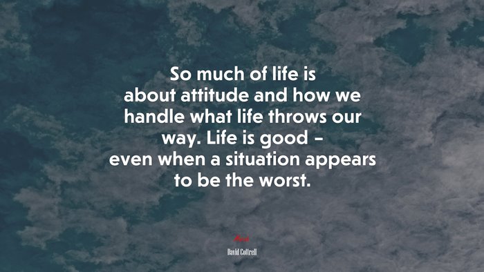 So much of life is about attitude and how we handle what life throws our way. Life is good – even when a situation appears to be the worst. | David Cottrell quote