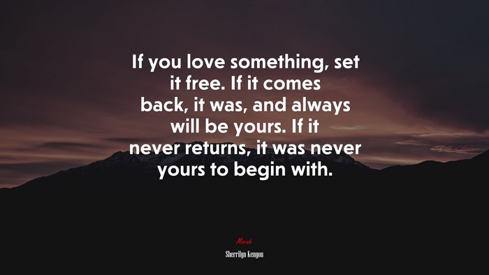 If you love something, set it free. If it comes back, it was, and always will be yours. If it never returns, it was never yours to begin with. | Sherrilyn Kenyon quote