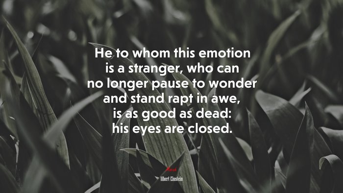 He to whom this emotion is a stranger, who can no longer pause to wonder and stand rapt in awe, is as good as dead: his eyes are closed. | Albert Einstein quote