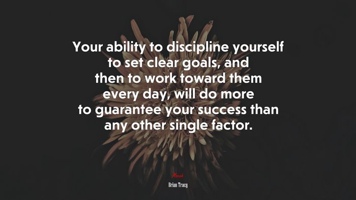 Your ability to discipline yourself to set clear goals, and then to work toward them every day, will do more to guarantee your success than any other single factor. | Brian Tracy quote