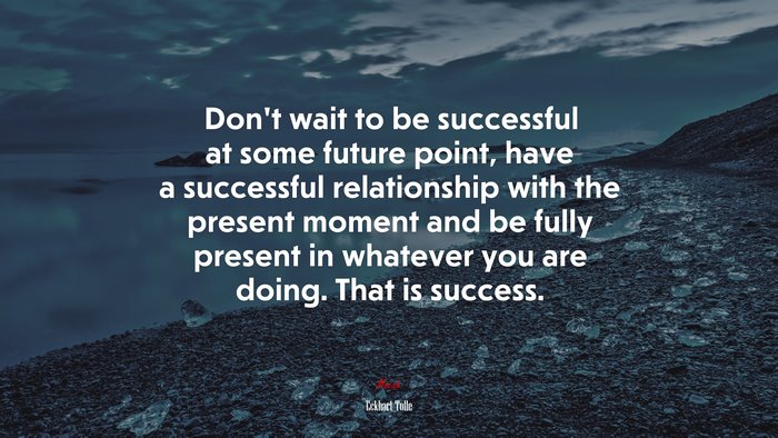 Don’t wait to be successful at some future point, have a successful relationship with the present moment and be fully present in whatever you are doing. That is success. | Eckhart Tolle quote