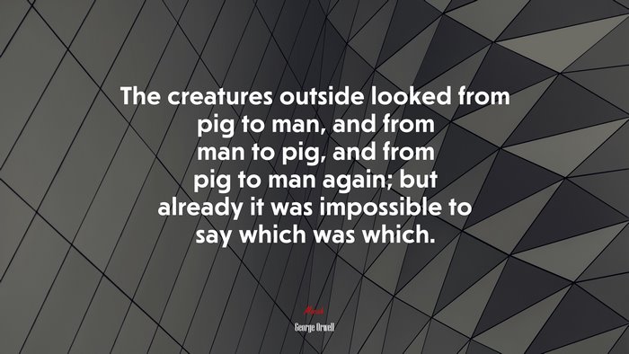 The creatures outside looked from pig to man, and from man to pig, and from pig to man again; but already it was impossible to say which was which. | George Orwell quote