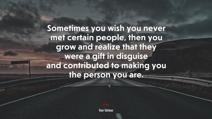Sometimes you wish you never met certain people, then you grow and realize that they were a gift in disguise and contributed to making you the person you are. | Omar Suleiman quote