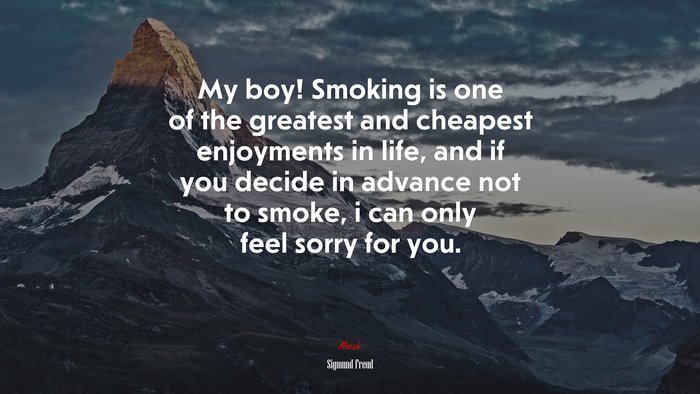 My boy! Smoking is one of the greatest and cheapest enjoyments in life, and if you decide in advance not to smoke, i can only feel sorry for you. | Sigmund Freud quote