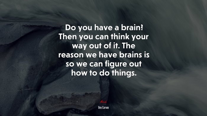 Do you have a brain? Then you can think your way out of it. The reason we have brains is so we can figure out how to do things. | Ben Carson quote