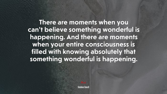 There are moments when you can’t believe something wonderful is happening. And there are moments when your entire consciousness is filled with knowing absolutely that something wonderful is happening. | Rainbow Rowell quote