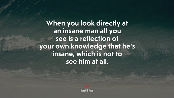 When you look directly at an insane man all you see is a reflection of your own knowledge that he’s insane, which is not to see him at all. | Robert M. Pirsig quote