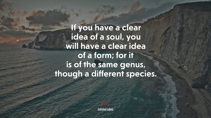 If you have a clear idea of a soul, you will have a clear idea of a form; for it is of the same genus, though a different species. | Gottfried Leibniz quote