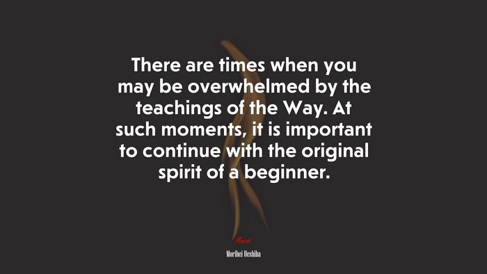 There are times when you may be overwhelmed by the teachings of the Way. At such moments, it is important to continue with the original spirit of a beginner. | Morihei Ueshiba quote