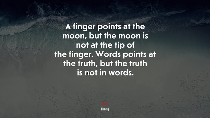 A finger points at the moon, but the moon is not at the tip of the finger. Words points at the truth, but the truth is not in words. | Huineng quote