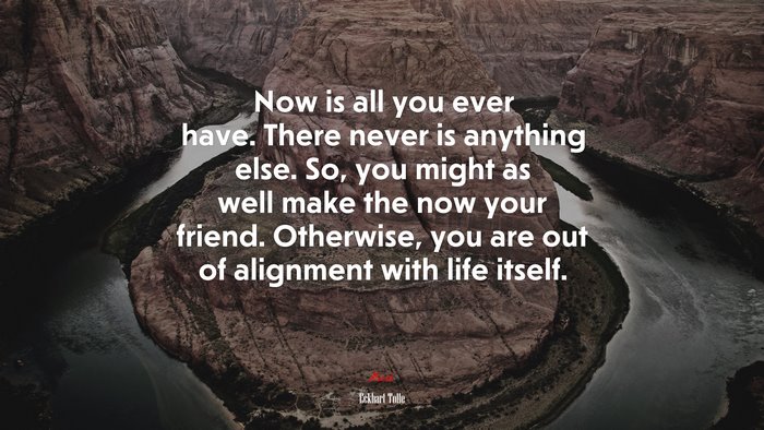 Now is all you ever have. There never is anything else. So, you might as well make the now your friend. Otherwise, you are out of alignment with life itself. | Eckhart Tolle quote