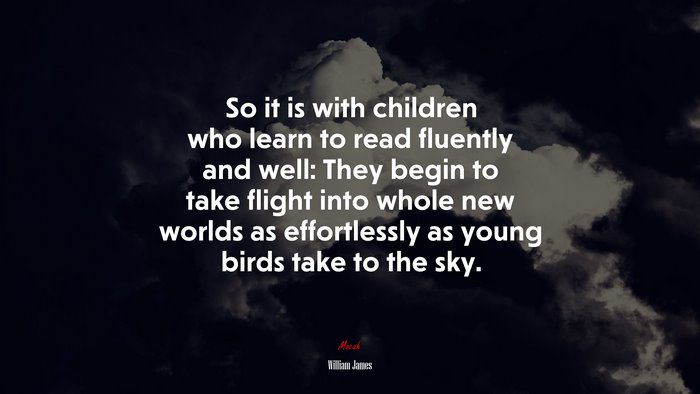 So it is with children who learn to read fluently and well: They begin to take flight into whole new worlds as effortlessly as young birds take to the sky. | William James quote