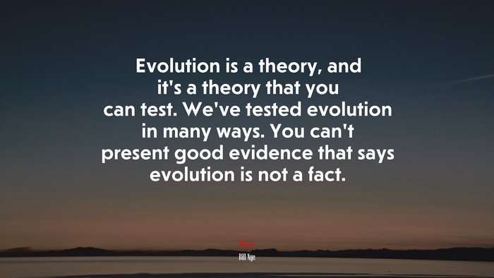 Evolution is a theory, and it’s a theory that you can test. We’ve tested evolution in many ways. You can’t present good evidence that says evolution is not a fact. | Bill Nye quote