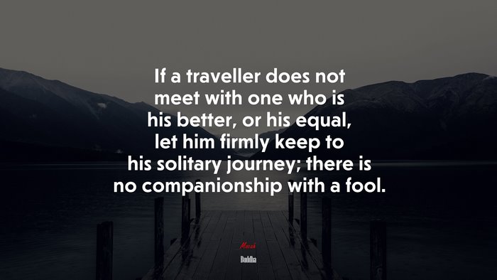 If a traveller does not meet with one who is his better, or his equal, let him firmly keep to his solitary journey; there is no companionship with a fool. | Buddha quote