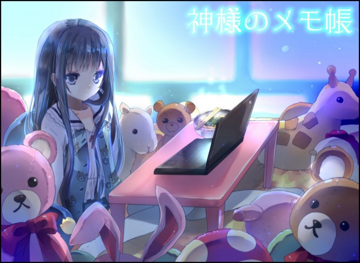 Alice from Kamisama no Memochou with stuffed animals