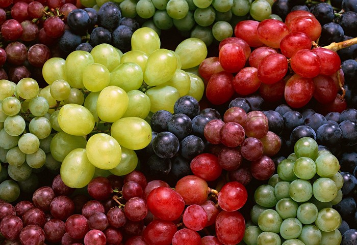 Assortment of Red, Green, and Purple Grapes