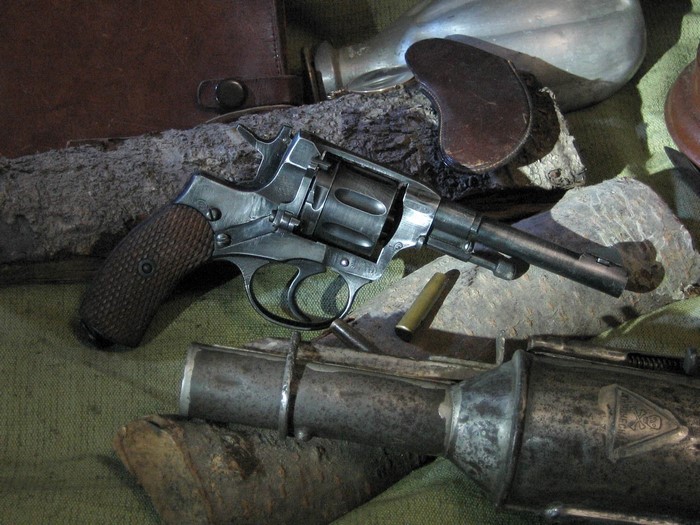 Revolver and ammunition on a table