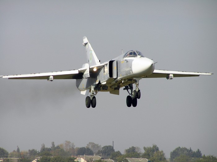 Su-24 bomber aircraft landing