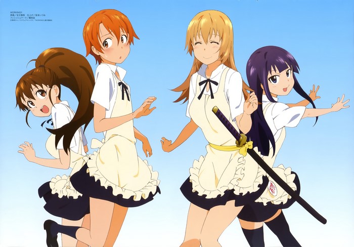 4K Working!! Anime Girls with Aprons