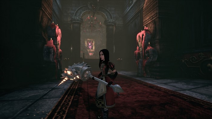 Alice from American McGee's Alice holding a weapon