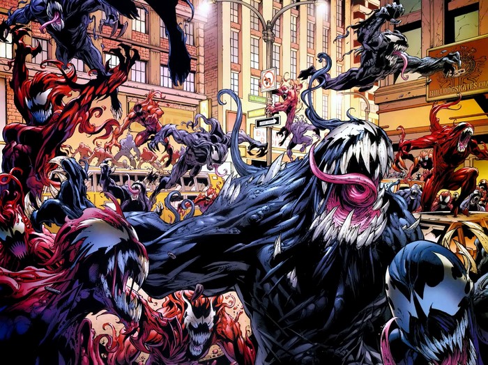 Venom and Carnage Symbiotes attacking New York City