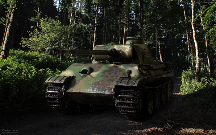 Panther tank in a forest