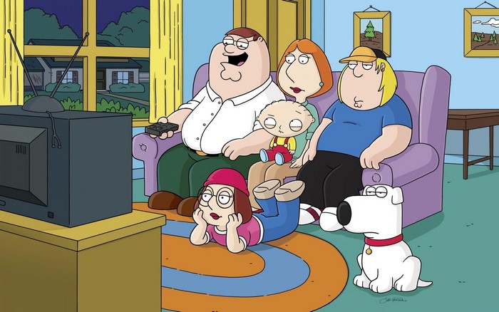 The Griffin Family watching TV