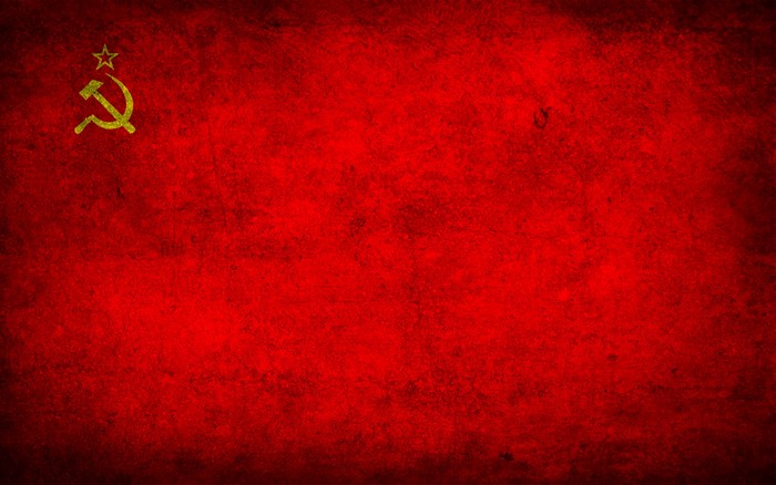 USSR Flag with Hammer and Sickle on Red Background