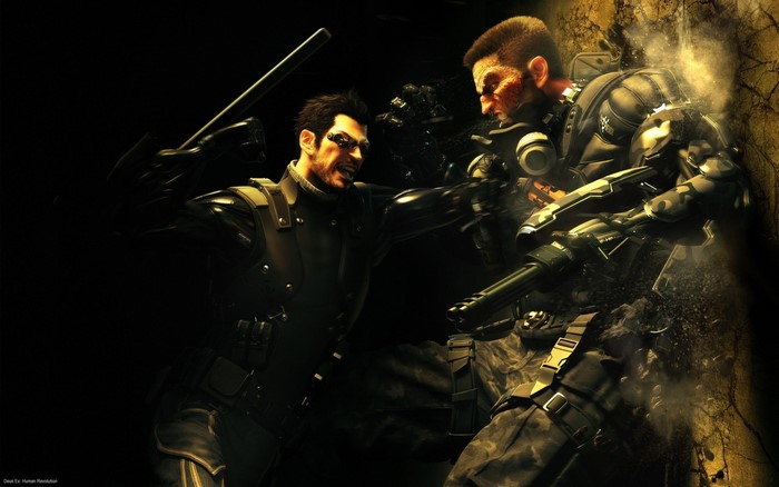 Adam Jensen from Deus Ex: Human Revolution fighting