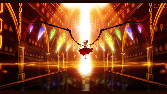 Remilia Scarlet from Touhou Project in a grand hall