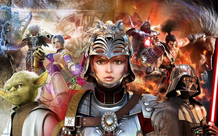 Soul Calibur IV characters including Yoda and Darth Vader