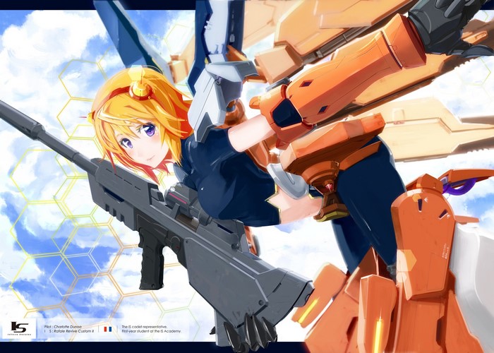 Charlotte Dunois from IS: Infinite Stratos with sniper rifle