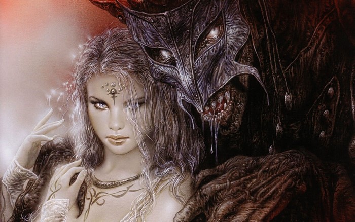 Woman with a demon by Luis Royo