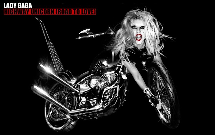 Lady Gaga on a motorcycle