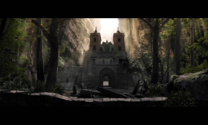 Fantasy castle in a forest