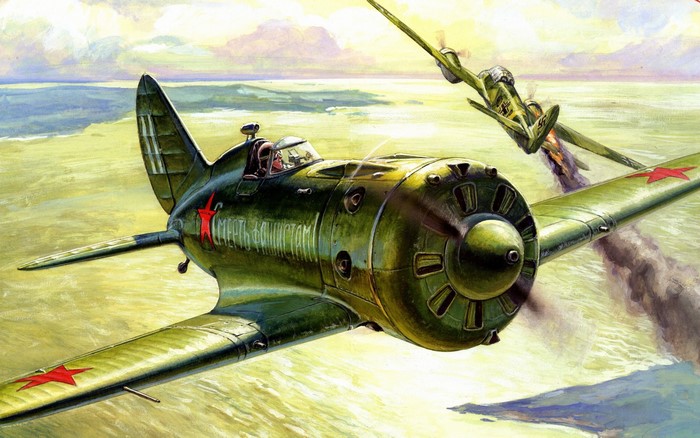 Soviet fighter planes in aerial combat