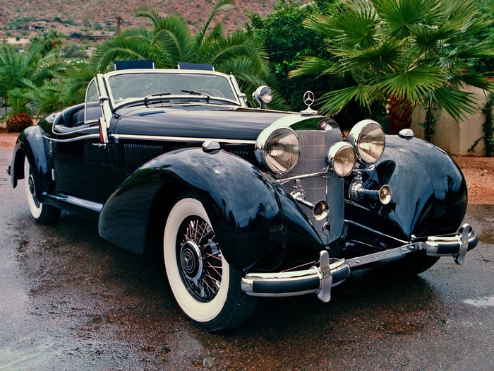 Black 1936 Mercedes-Benz 540K convertible car
