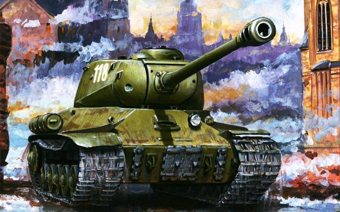 Painting of a Soviet IS-2 heavy tank